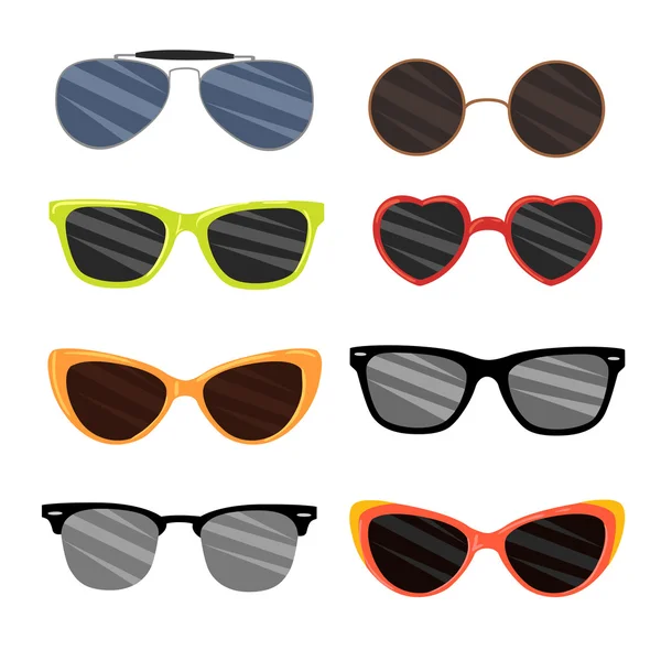 Okulary przeciwsłoneczne lato realistyczne ikony zestaw na białym tle — Wektor stockowy