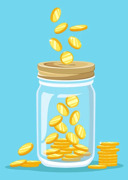 Para Kavanozu. Kavanozda dolar para biriktirmek. Düz tasarım stili