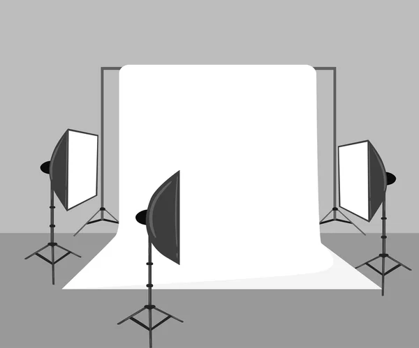 Illustratie met foto studio-apparatuur geïsoleerd op wit — Stockvector