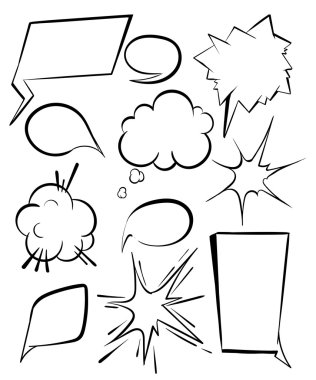 Komik kabarcıklar ve yarım ton gölgeler ile elemanları kümesi. Etiketler