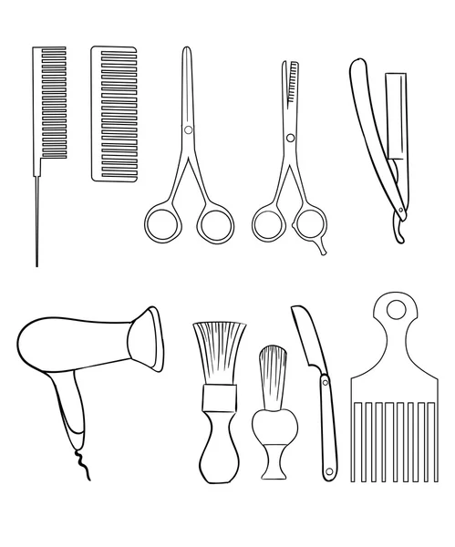 Friseur Set von Shop-Elementen und Rasiersymbole Illustration Friseur — Stockvektor