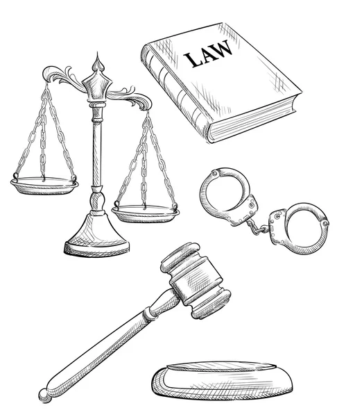 Dessin à la main vecteur Droit et jugement éducation craie écriture — Image vectorielle
