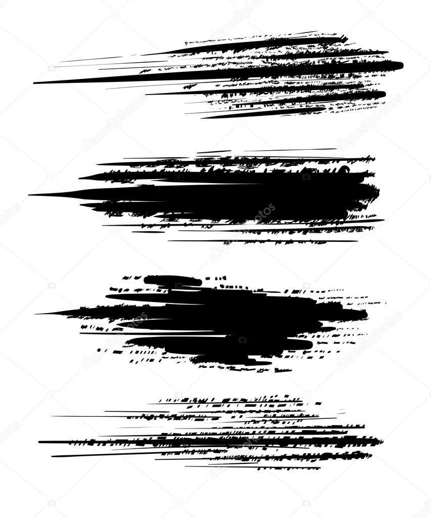 Vector ink blots on a white background Brush Collection Grunge Stock Vector  by ©alfadanz.stock.gmail.com 111235920