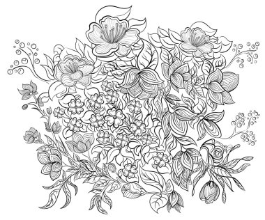 Elle çizilmiş mürekkep desen. Yetişkin için boyama kitabı