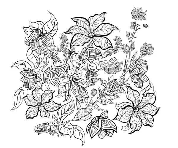 Floral doodle. Vector illustration zentangl. Meditative exercises