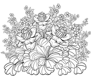 Elle çizilmiş mürekkep desen. Yetişkin için boyama kitabı