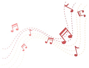Noktalı yol düz vektör çiziminde havada süzülen müzik notaları