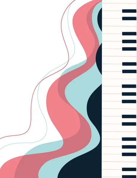 Ovanifrån Svart Och Vitt Piano Nycklar Med Abstrakt Flödande Platt — Stock vektor