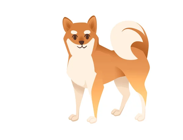 かわいい国内幸せな柴犬の漫画動物のデザインフラットベクトルイラスト — ストックベクタ
