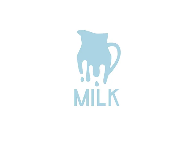 Σιλουέτα κανάτα γάλακτος και κείμενο γάλακτος επίπεδη διανυσματική απεικόνιση απομονωμένη σε λευκό φόντο — Διανυσματικό Αρχείο