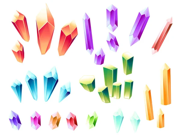 Набор из шести типов разноцветного блеска минеральная руда плоский вектор иллюстрации изолированы на белом фоне — стоковый вектор