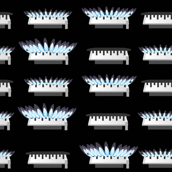 Patrón Sin Costura Cuatro Estufa Gas Quemador Cocina Bajo Nivel — Archivo Imágenes Vectoriales