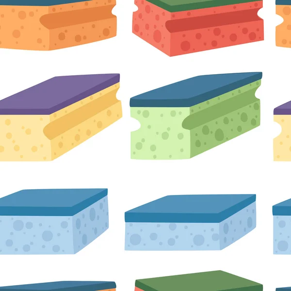 Patrón Inconsútil Esponja Goma Espuma Para Lavar Platos Paño Color — Archivo Imágenes Vectoriales