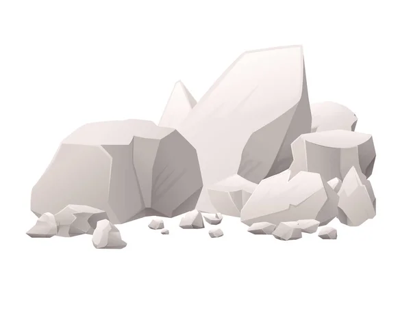 Группа Серых Камней Скал Различных Размеров Форм Плоские Векторные Иллюстрации — стоковый вектор
