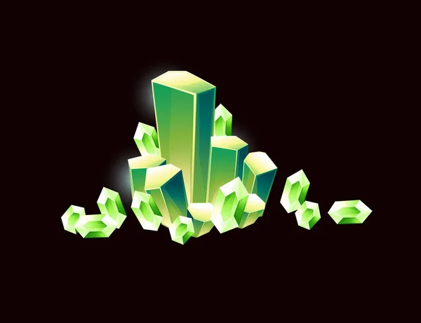 Color Verde Gran Brillo Mineral Mineral Plana Vector Ilustración Aislado — Vector de stock