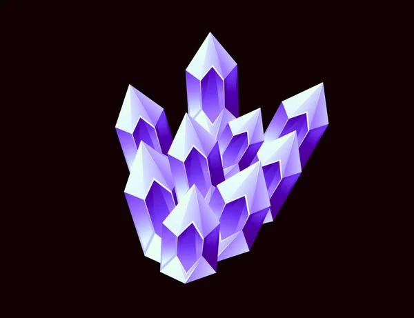 Color Púrpura Gran Brillo Mineral Mineral Plana Vector Ilustración Aislado — Vector de stock
