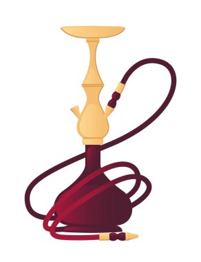 Beyaz arkaplanda izole edilmiş düz vektör çizimi için modern kırmızı nargile sağlıksız bir araç