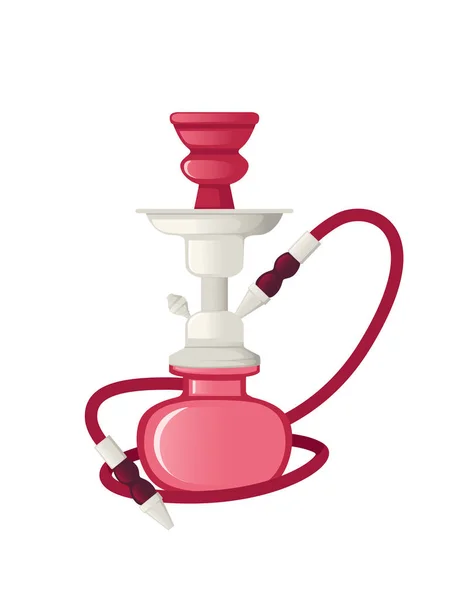 Herramienta de hookah rojo moderno poco saludable para fumar ilustración vectorial plana aislada sobre fondo blanco — Vector de stock