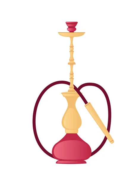 Herramienta de hookah rojo moderno poco saludable para fumar ilustración vectorial plana aislada sobre fondo blanco — Vector de stock