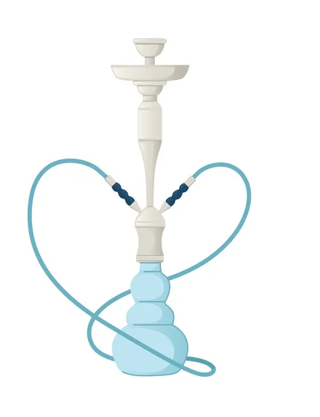 Herramienta de hookah azul moderno poco saludable para fumar ilustración vectorial plana aislada sobre fondo blanco — Vector de stock
