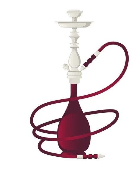 Herramienta de hookah rojo moderno poco saludable para fumar ilustración vectorial plana aislada sobre fondo blanco — Archivo Imágenes Vectoriales