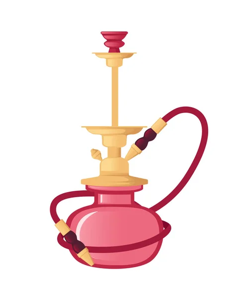 Herramienta malsana hookah rosa moderna para fumar ilustración vectorial plana aislada sobre fondo blanco — Vector de stock