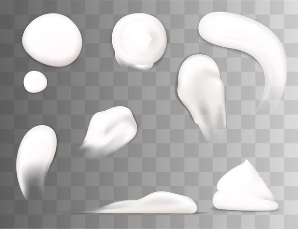 Jeu Correcteurs Frottis Coups Produits Cosmétiques Frottis Gel Blanc Sur — Image vectorielle