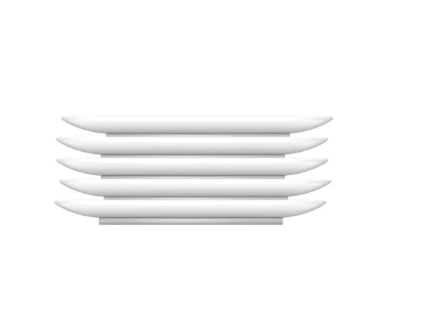 白い背景のリアリズムのスタイルできれいな白いセラミックプレートのベクトルイラストのスタック山 — ストックベクタ