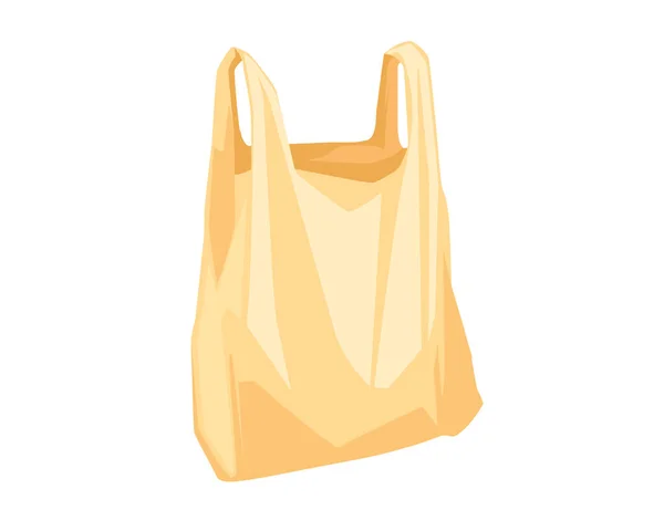 白色背景下的黄色用过塑料袋一次性垃圾袋或购物袋图解 — 图库矢量图片