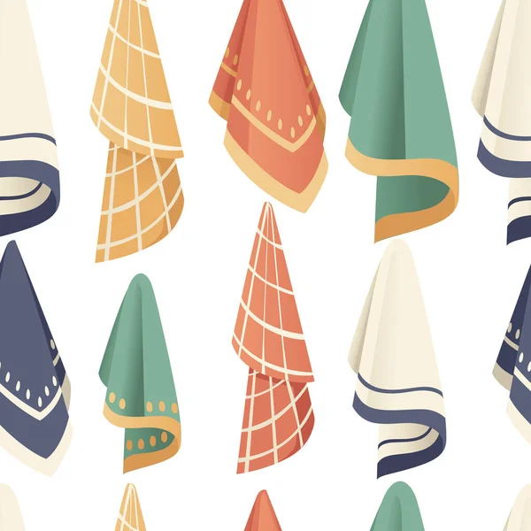 Modèle Sans Couture Serviettes Bain Cuisine Illustration Vectorielle Serviettes Tissu — Image vectorielle