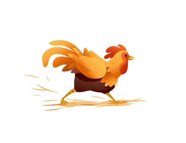 Cute Cock Farm Agriculture Hen Rooster Cartoon Animal Design Vector — Stock Vector