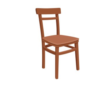 Beyaz arkaplanda klasik ahşap sandalye vektör çizimi.