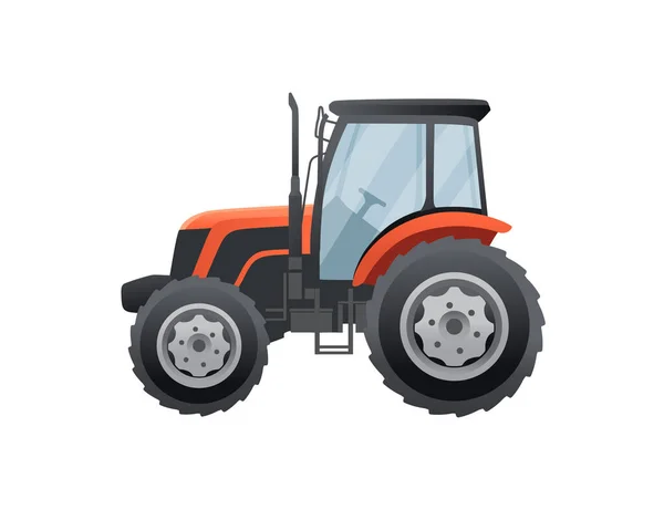 Red Farm Agriculture Tractor Vehicle Agronomy Vector Illustration White Background — Stock Vector