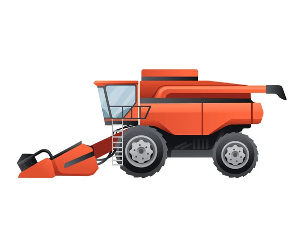 Agriculture Combine Harvester Rural Industrial Farm Vehicle Vector Illustration White — Stock Vector