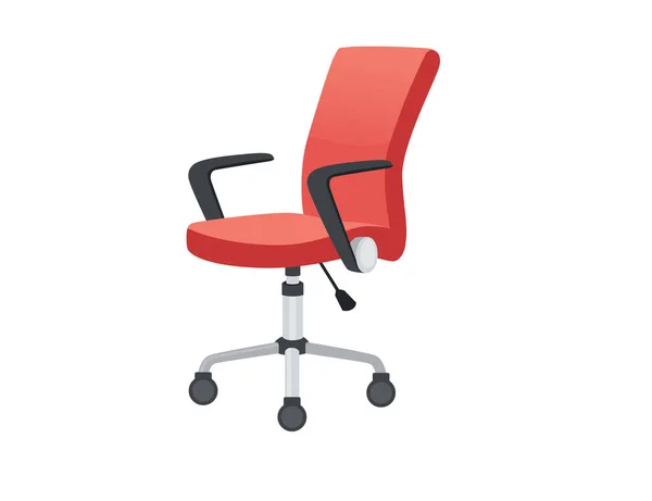 Moderner Bürostuhl Auf Rädern Mit Rotem Farbvektor Auf Weißem Hintergrund — Stockvektor