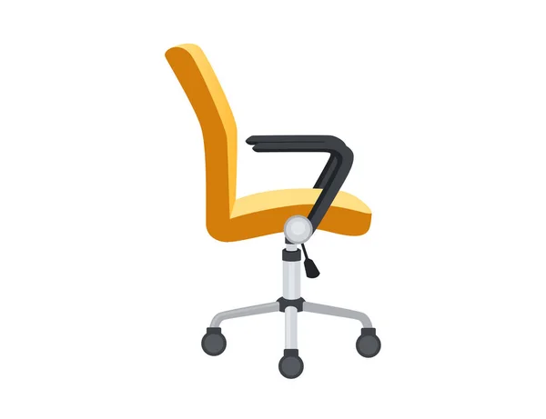 Moderne Bureaustoel Wielen Gele Kleur Vector Illustratie Witte Achtergrond — Stockvector