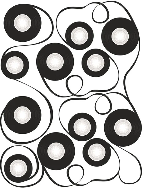白い背景にビデオカセットやオーディオカセットベクトルのイラストのためのコンパクトな長方形テープ — ストックベクタ