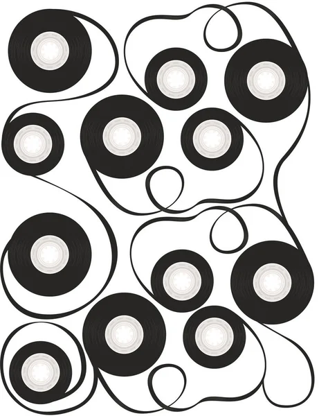 Compact Tangle Tape Video Cassette Audio Cassette Vector Illustration White — Stock Vector