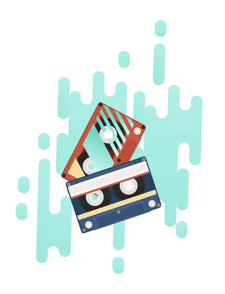 Cassette Audio Rétro Avec Illustration Vectorielle Motif Rétro Avec Fond — Image vectorielle