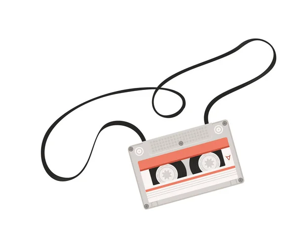 Cassette audio rétro avec illustration vectorielle motif rétro enchevêtré sur fond blanc — Image vectorielle