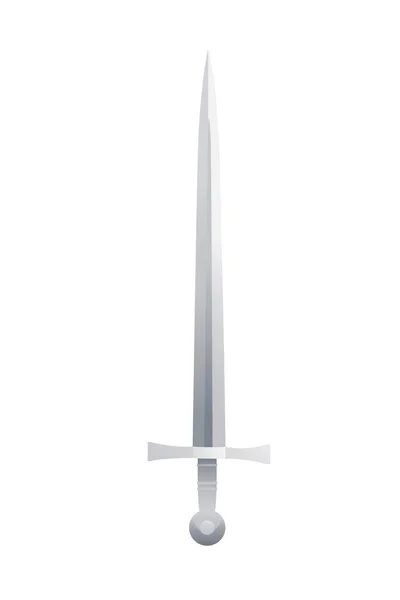 白色背景下带有金属柄的短剑中世纪骑士武器矢量图解 — 图库矢量图片