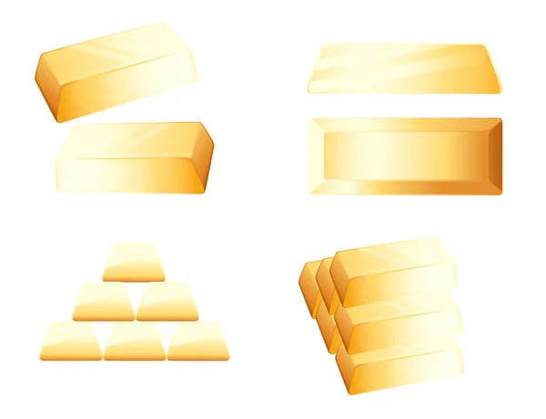 Lingotto Oro Diverse Posizioni Con Pila Illustrazione Vettoriale Lingotto Oro — Vettoriale Stock