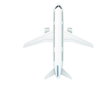 Beyaz arka planda beyaz yolcu uçağı üst görünüm vektör çizimi