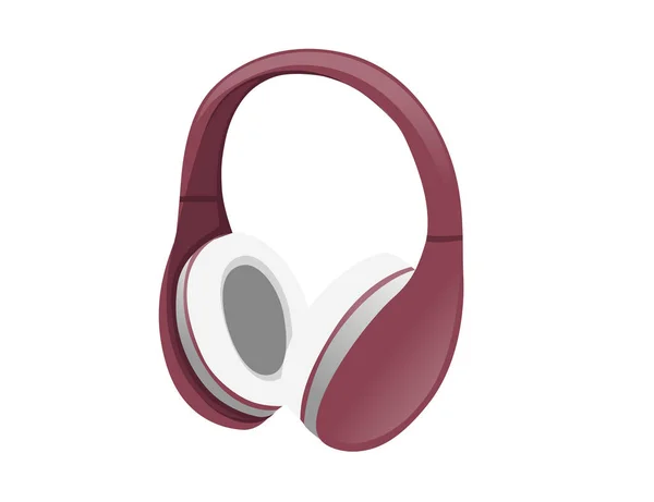 Drahtlose Bluetooth rote Farbe Over-Ear-Kopfhörer flache Vektordarstellung auf weißem Hintergrund — Stockvektor