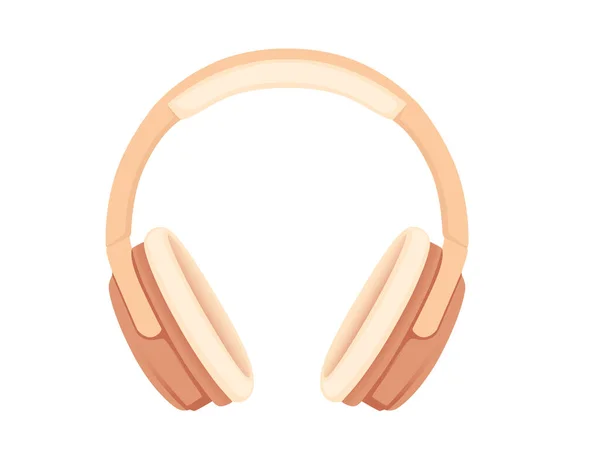 Drahtlose Bluetooth beige Farbe Over-Ear Kopfhörer flache Vektordarstellung auf weißem Hintergrund — Stockvektor