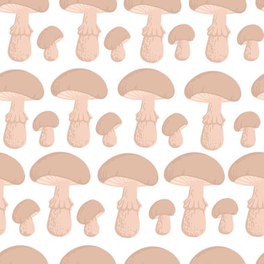 Kusursuz desenli, yenilebilir beyaz mantar vektör çizimi