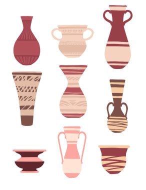 Dekoratif kil sürahi modern sürahi tasarım vektör çizimi beyaz arkaplanda izole