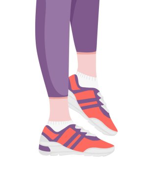 Ayak ayakkabısı giymiş spor ayakkabıları beyaz arka planda izole edilmiş günlük giysi vektör çizimi