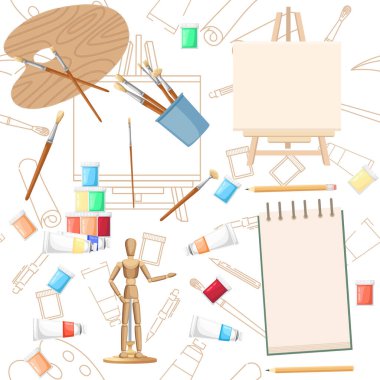 Kusursuz çizim ve sanat dersleri çevrimiçi eğitim konsepti veya beyaz arka plan üzerinde okul ders vektör illüstrasyonu