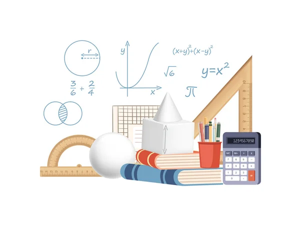 Mathematik-naturwissenschaftliche Kurse Online-Bildungskonzept oder Schulunterricht Vektor Illustration auf weißem Hintergrund — Stockvektor